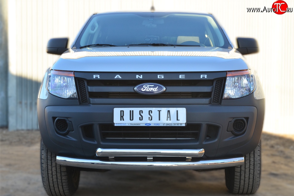 26 999 р. Защита переднего бампера (2 трубыØ76 и 63 мм, нержавейка) SLITKOFF Ford Ranger DoubleCab дорестайлинг (2011-2016)  с доставкой в г. Краснодар