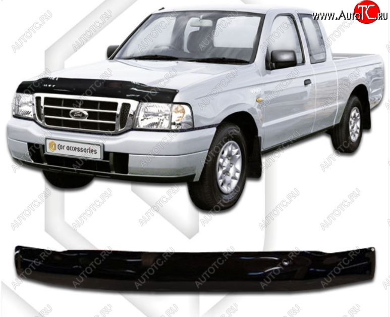 1 999 р. Дефлектор капота CA-Plastic  Ford Ranger (2003-2007) рестайлинг (Classic черный, Без надписи)  с доставкой в г. Краснодар