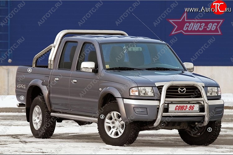 14 174 р. Защита порогов Souz-96 (d76) Ford Ranger дорестайлинг (2006-2009)  с доставкой в г. Краснодар