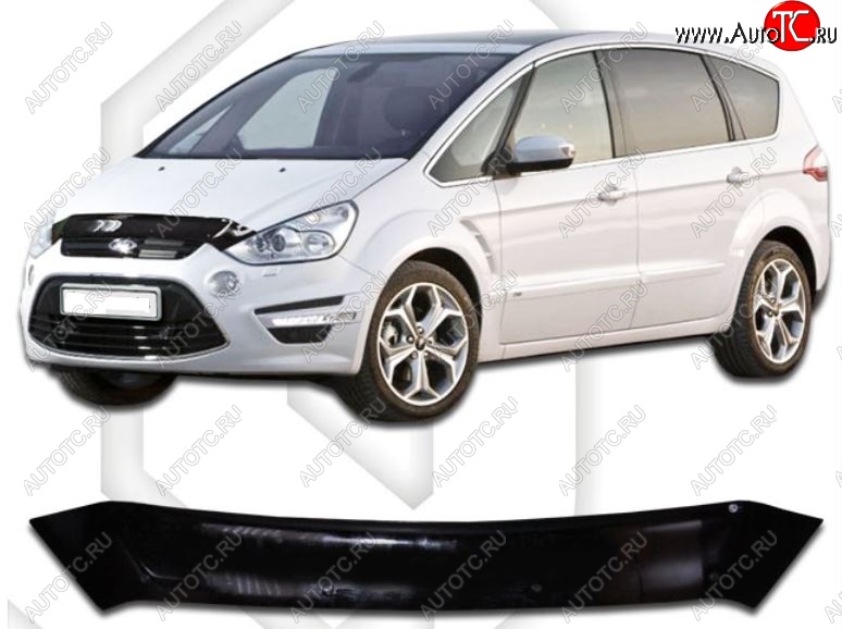 1 999 р. Дефлектор капота CA-Plastiс  Ford S-Max  1 (2010-2015) рестайлинг (Classic черный, Без надписи)  с доставкой в г. Краснодар