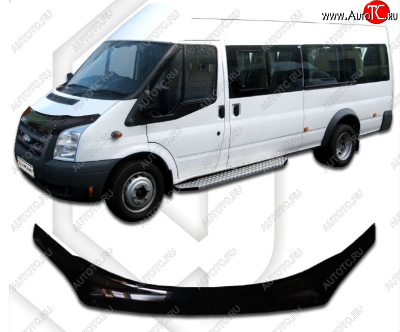 3 099 р. Дефлектор капота CA-Plastiс  Ford Transit (2006-2014) цельнометаллический фургон (Classic черный, Без надписи)  с доставкой в г. Краснодар