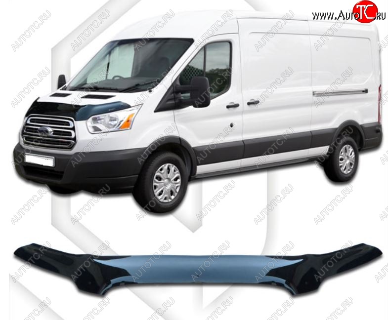 2 899 р. Дефлектор капота CA-Plastiс exclusive  Ford Transit (2014-2022) цельнометаллический фургон (Classic черный, Без надписи)  с доставкой в г. Краснодар