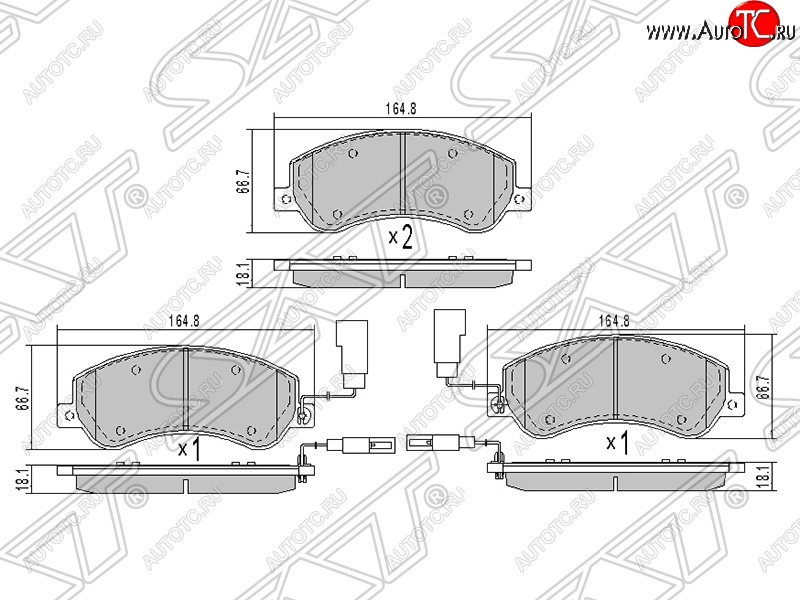 1 799 р. Колодки тормозные передние SAT Ford Transit цельнометаллический фургон (2006-2014)  с доставкой в г. Краснодар