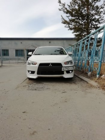 3 099 р. Клыки Evo на передний бампер автомобиля  Mitsubishi Lancer  10 (2007-2017) седан дорестайлинг, хэтчбэк дорестайлинг, седан рестайлинг, хэтчбек 5 дв рестайлинг (Неокрашенные)  с доставкой в г. Краснодар. Увеличить фотографию 7