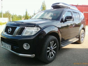 11 699 р. Защита переднего бампера Slitkoff (Ø76) Nissan Pathfinder R51 рестайлинг (2009-2014) (Нержавейка, Полированная)  с доставкой в г. Краснодар. Увеличить фотографию 4