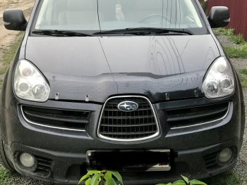 2 299 р. Дефлектор капота CA-Plastiс  Subaru Tribeca (2005-2007) (Шелкография черная)  с доставкой в г. Краснодар. Увеличить фотографию 3