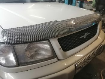 2 399 р. Дефлектор капота CA-Plastiс  Subaru Forester  SF (1997-2000) дорестайлинг (Шелкография карбон-серебро)  с доставкой в г. Краснодар. Увеличить фотографию 2