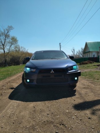 579 р. Реснички на фары Style Mitsubishi Lancer 10 хэтчбэк дорестайлинг (2007-2010) (Неокрашенные)  с доставкой в г. Краснодар. Увеличить фотографию 3