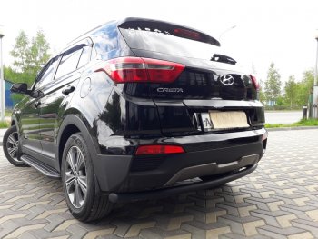 7 899 р. Защита заднего бампера из трубы d57 Slitkoff (радиусная)  Hyundai Creta  GS (2015-2021) дорестайлинг, рестайлинг (Цвет: серебристый)  с доставкой в г. Краснодар. Увеличить фотографию 3