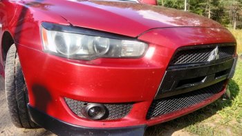 579 р. Реснички на фары Style Mitsubishi Lancer 10 хэтчбэк дорестайлинг (2007-2010) (Неокрашенные)  с доставкой в г. Краснодар. Увеличить фотографию 5