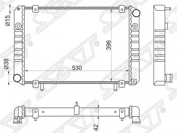 Радиатор двигателя SAT (2-хрядный, пластинчатый, МКПП, без кондиционера) ГАЗ Баргузин 2217 автобус дорестайлинг (1998-2002)