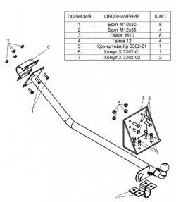 3 499 р. Фаркоп Лидер Плюс ГАЗ ГАЗель 3302 дорестайлинг шасси (1994-2002) (Без электропакета)  с доставкой в г. Краснодар. Увеличить фотографию 2