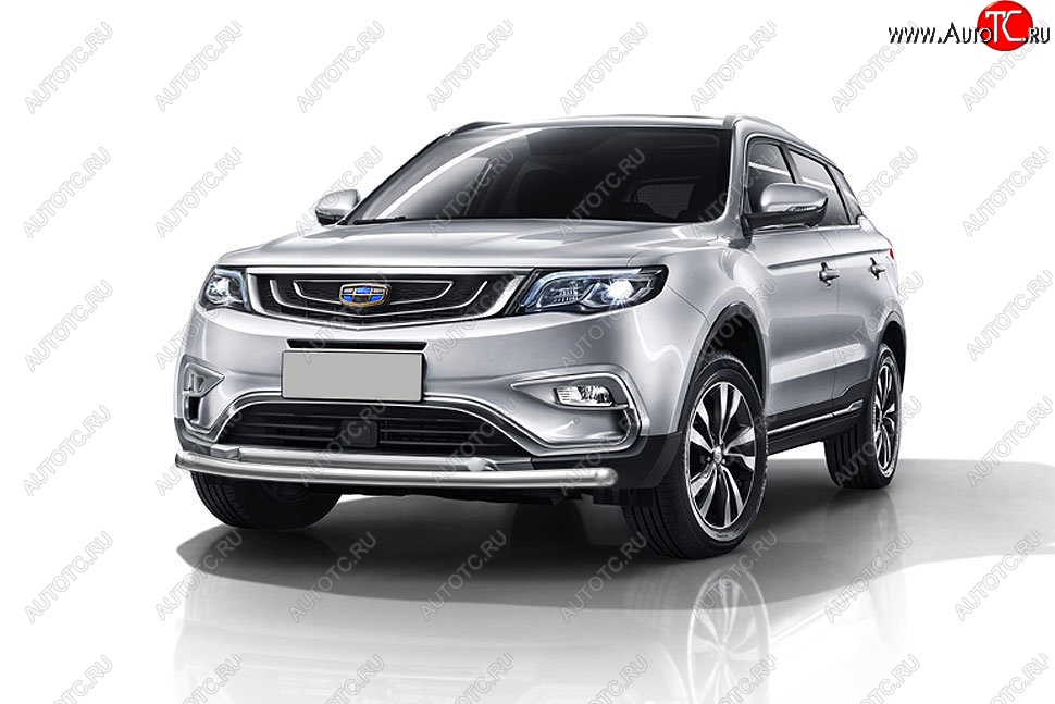 15 399 р. Защита переднего бампера Slitkoff (двойная, d57/42 мм)  Geely Atlas  NL3 (2016-2022) (Нержавейка, Полированная)  с доставкой в г. Краснодар