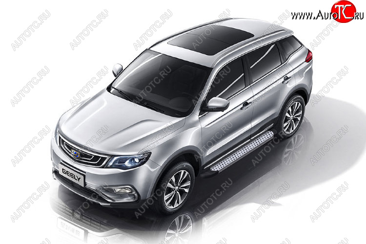 24 999 р. Пороги алюминиевые Slitkoff  Geely Atlas  NL3 - Atlas Pro  NL3 (Standart Silver)  с доставкой в г. Краснодар