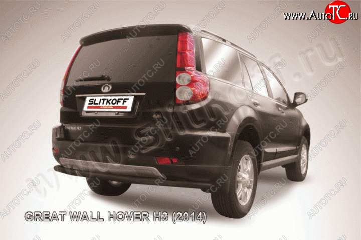 7 999 р. Защита заднего бампера Slitkoff (труба d57, длинная) Great Wall Hover H3  рестайлинг (2014-2016) (Цвет: серебристый)  с доставкой в г. Краснодар