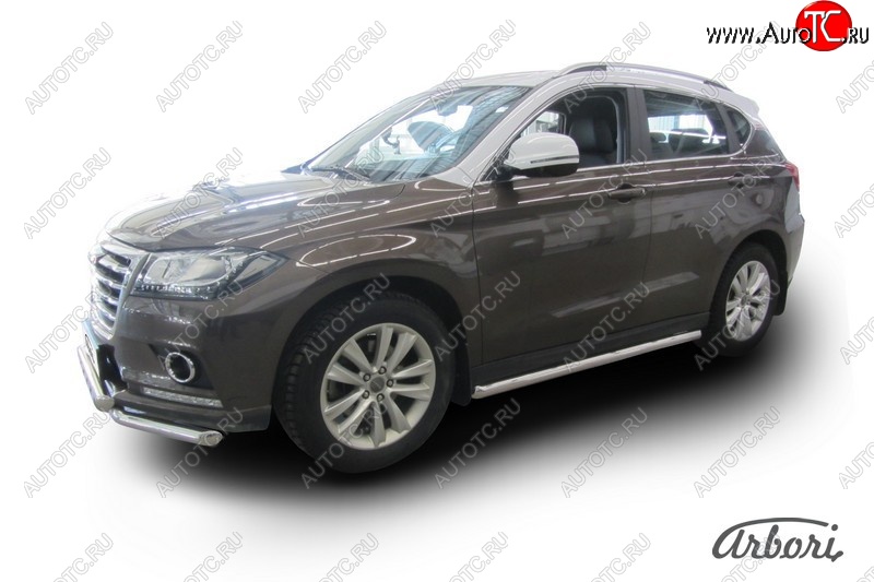 12 869 р. Защита штатных порогов Arbori (нержавейка, d57 mm). Haval H2 (2014-2021)  с доставкой в г. Краснодар