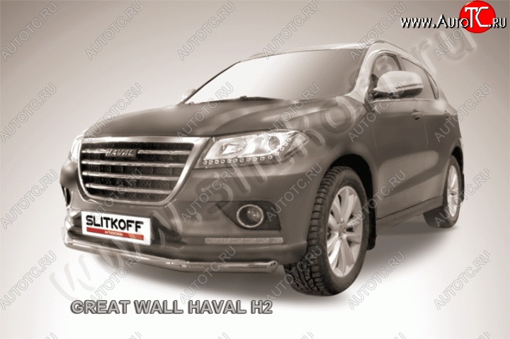 11 599 р. Одинарная защита переднего бампера диаметром 57 мм Slitkoff  Haval H2 (2014-2021) (Нержавеющая сталь)  с доставкой в г. Краснодар