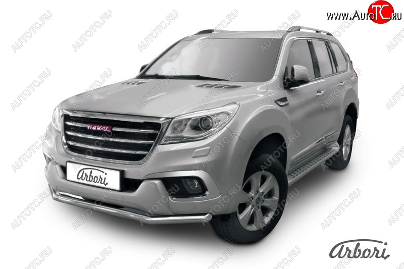 17 399 р. Защита переднего бампера Arbori (нержавейка, 1 труба d57 mm) Haval H9 дорестайлинг (2015-2017)  с доставкой в г. Краснодар