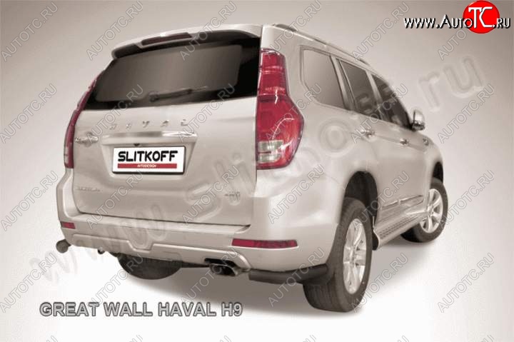 6 749 р. Защита заднего бампера из уголков d76 Slitkoff Haval H9 дорестайлинг (2015-2017) (Цвет: серебристый)  с доставкой в г. Краснодар