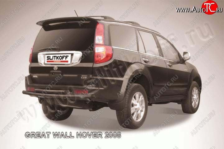 7 599 р. Защита заднего бампера Slitkoff (труба d57/d57)  Great Wall Hover (2010-2014)  1-ый рестайлинг (Цвет: серебристый)  с доставкой в г. Краснодар