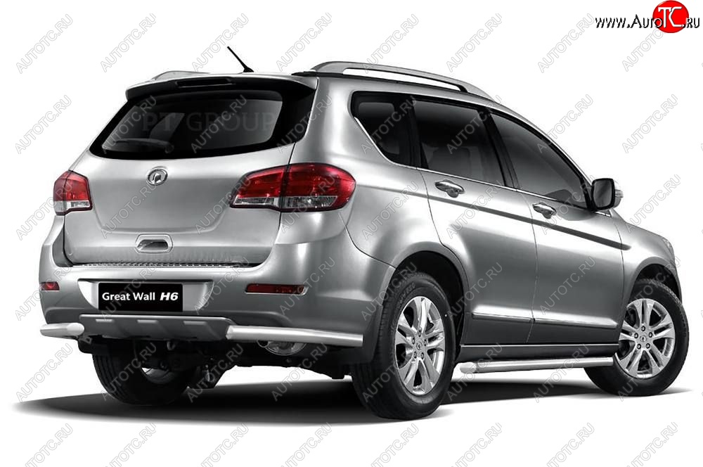 10 649 р. Защита заднего бампера Petroil Tuning (уголки, d63) Great Wall Hover H6 (2012-2016) (Нержавейка)  с доставкой в г. Краснодар