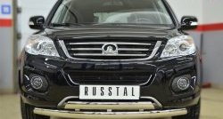 Защита переднего бампера (2 трубыØ75х42 мм, нержавейка) Russtal Great Wall Hover H6 (2012-2016)