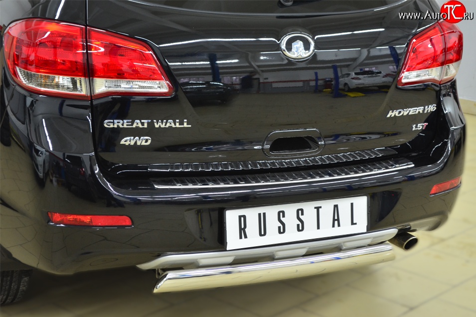 9 999 р. Защита заднего бампера (Ø75x42 мм, нержавейка) Russtal  Great Wall Hover H6 (2012-2016)  с доставкой в г. Краснодар