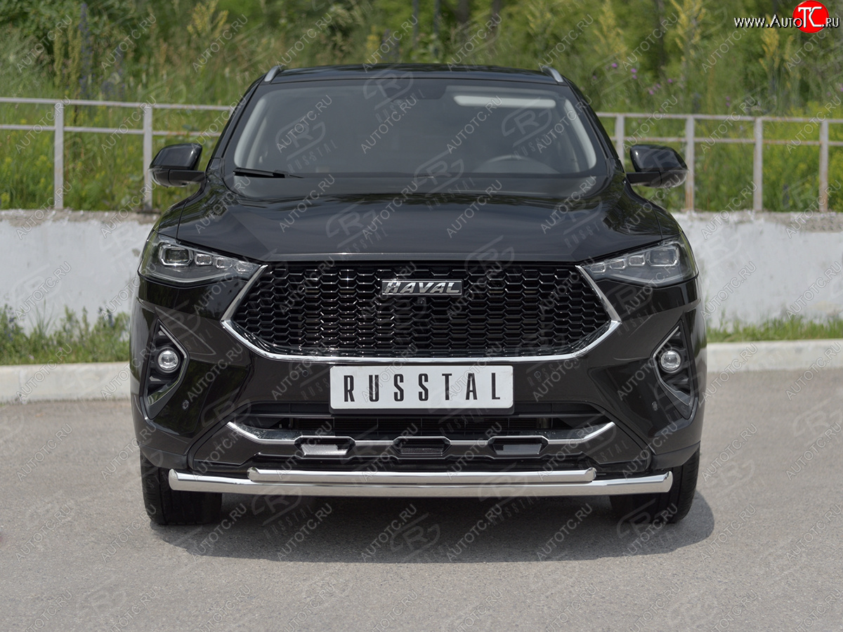 16 749 р. Защита переднего бампера (Ø63 мм секции, нержавейка, 1.5 4WD) SLITKOFF  Haval F7x (2019-2022)  дорестайлинг  с доставкой в г. Краснодар