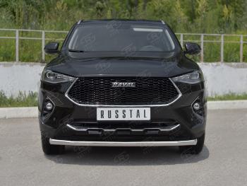 Защита переднего бампера (Ø63 мм секции, нержавейка, 1,5 4WD) SLITKOFF Haval (Хавал) F7x (ф7икс) (2019-2022)  дорестайлинг