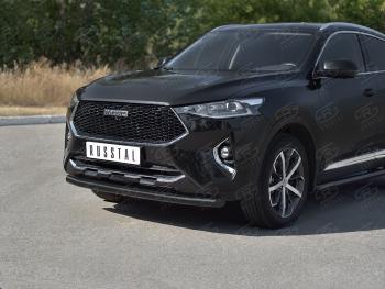 10 999 р. Защита переднего бампера (Ø63 мм, окрашенная) SLITKOFF  Haval F7x (2019-2022)  дорестайлинг (в цвет черный муар)  с доставкой в г. Краснодар. Увеличить фотографию 3