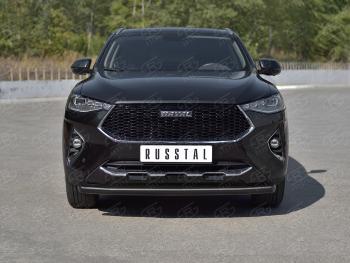 10 999 р. Защита переднего бампера (Ø63 мм, окрашенная) SLITKOFF  Haval F7x (2019-2022)  дорестайлинг (в цвет черный муар)  с доставкой в г. Краснодар. Увеличить фотографию 4