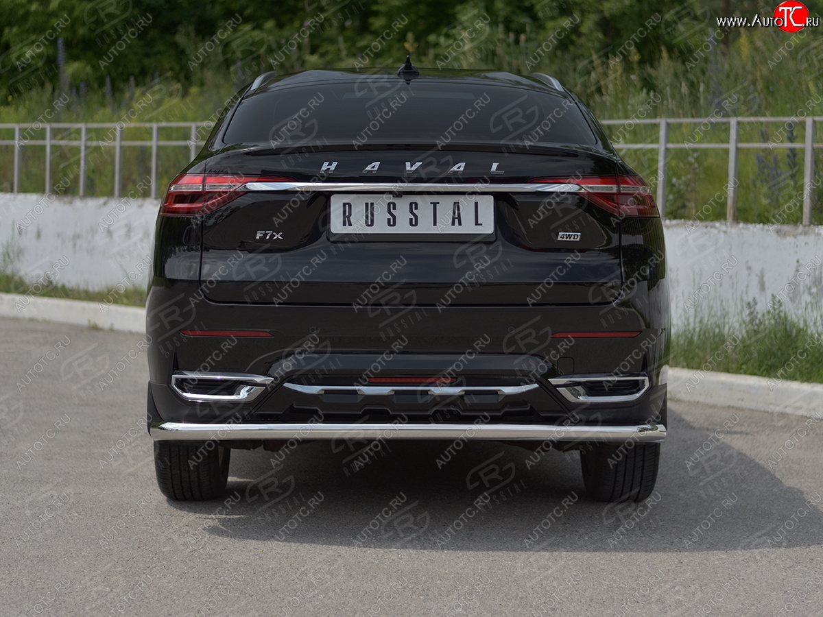 14 249 р. Защита заднего бампера (Ø63 мм, нержавейка) SLITKOFF  Haval F7x (2019-2022)  дорестайлинг  с доставкой в г. Краснодар