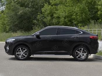 18 599 р. Защита порогов (Ø63 мм) SLITKOFF  Haval F7x (2019-2022)  дорестайлинг (полированная нержавейка, торцы 45°)  с доставкой в г. Краснодар. Увеличить фотографию 3