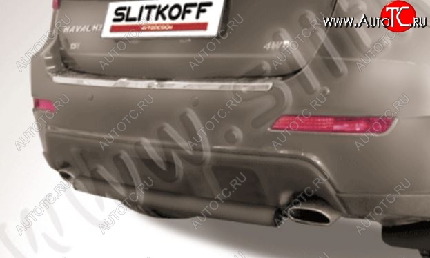 5 999 р. Защита заднего бампера Slitkoff (d57, короткая)  Haval H2 (2014-2021) (Сталь с полимерным покрытием. Цвет: чёрный)  с доставкой в г. Краснодар