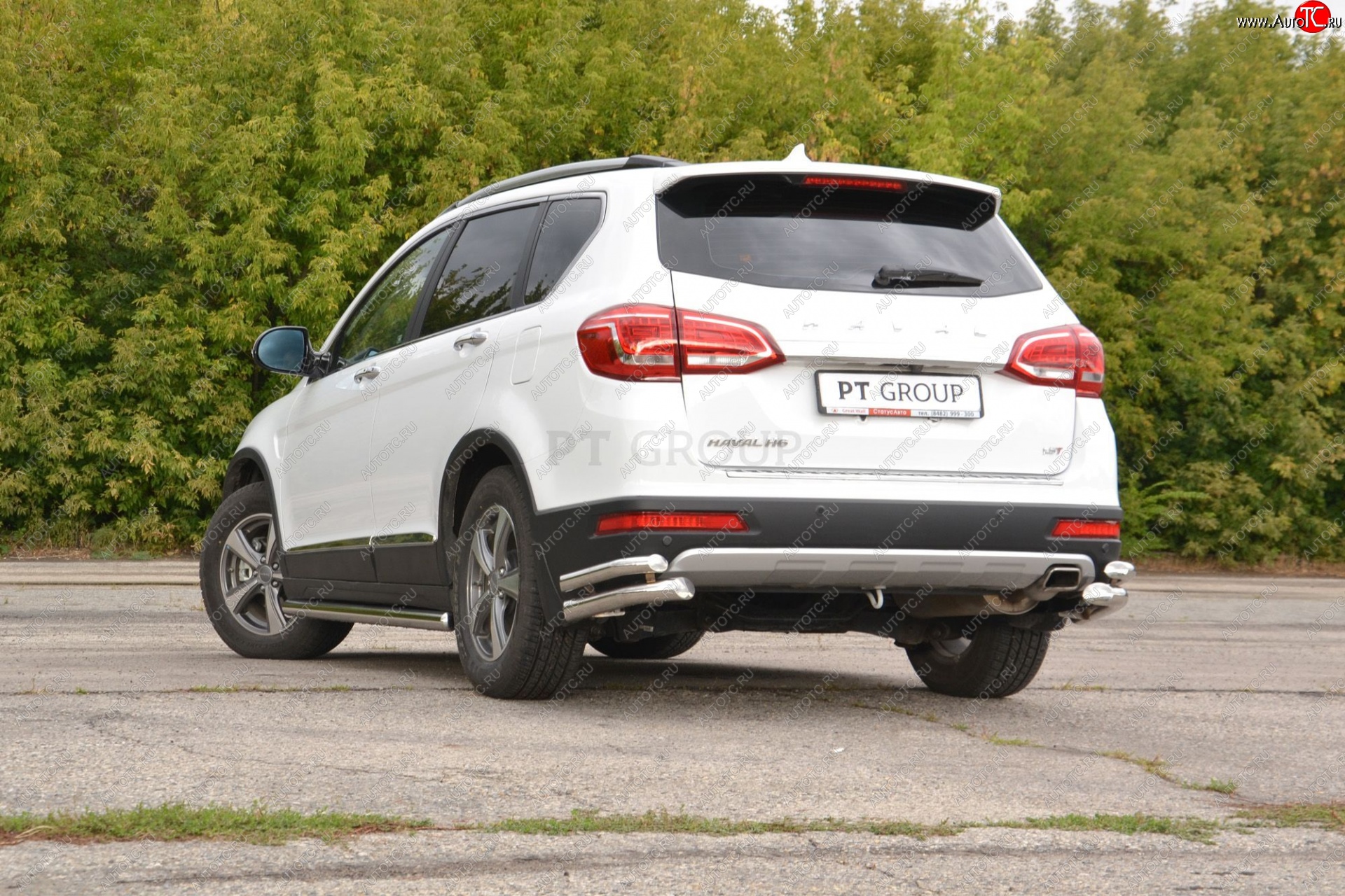 24 949 р. Защита заднего бампера Petroil Tuning (уголки двойные, d63/51) Haval H6 (2013-2020) (Нержавеющая полированная сталь)  с доставкой в г. Краснодар