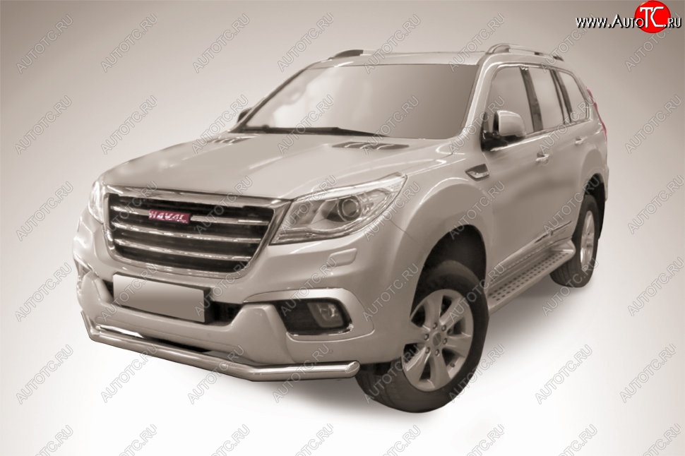 13 199 р. Защита переднего бампера Slitkoff (d57 мм)  Haval H9 (2017-2019) 1-ый рестайлинг (Нержавеющая сталь)  с доставкой в г. Краснодар