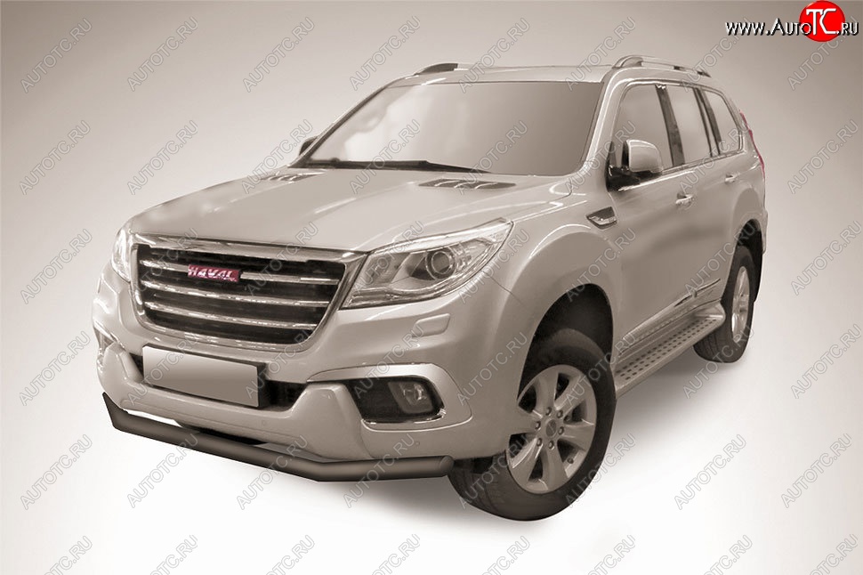 9 199 р. Защита переднего бампера Slitkoff (d57 мм)  Haval H9 (2017-2019) 1-ый рестайлинг (Сталь с полимерным покрытием. Цвет: чёрный)  с доставкой в г. Краснодар