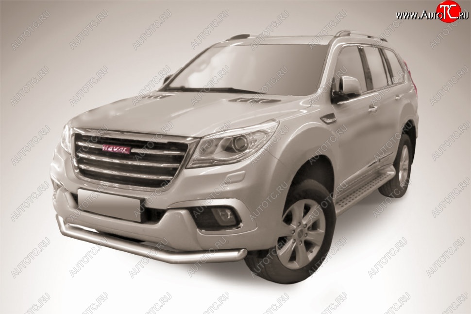 15 999 р. Защита переднего бампера Slitkoff (d76 мм)  Haval H9 (2017-2019) 1-ый рестайлинг (Нержавеющая сталь)  с доставкой в г. Краснодар