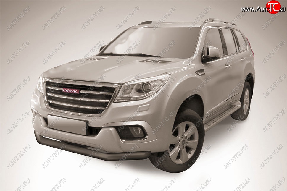 11 249 р. Защита переднего бампера Slitkoff (d76 мм)  Haval H9 (2017-2019) 1-ый рестайлинг (Сталь с полимерным покрытием. Цвет: чёрный)  с доставкой в г. Краснодар