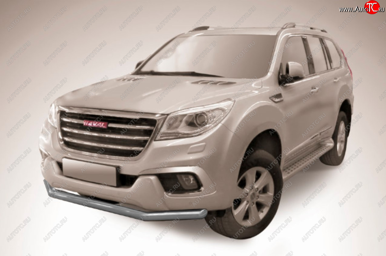 9 199 р. Защита переднего бампера Slitkoff (Ø 57 мм).  Haval H9 (2017-2019) 1-ый рестайлинг (Сталь с полимерным покрытием. Цвет: серебристый)  с доставкой в г. Краснодар