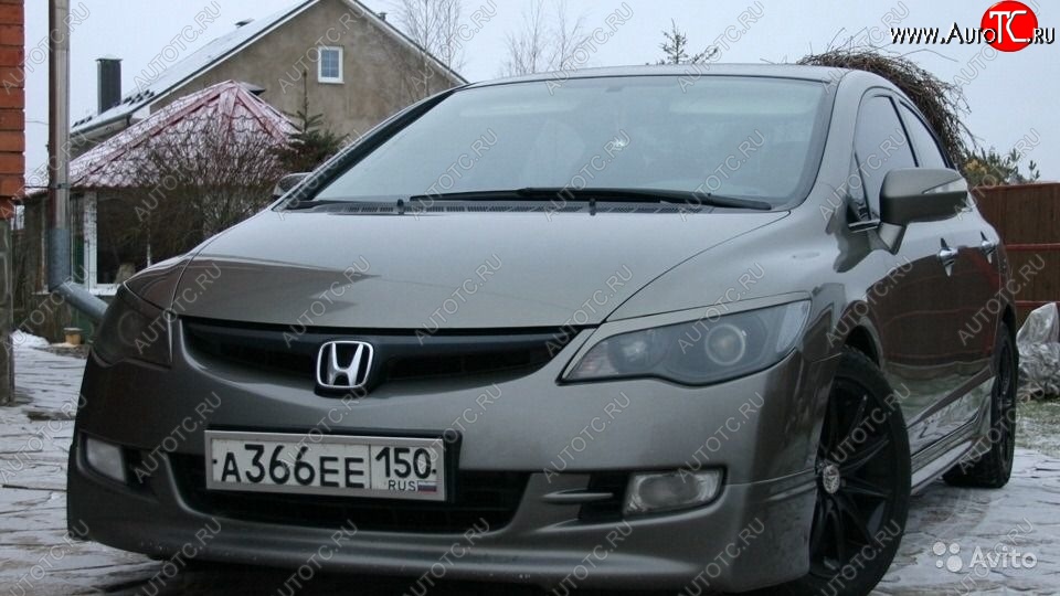 629 р. Реснички на фары Style  Honda Civic  FD (2005-2011) седан дорестайлинг, седан рестайлинг (Неокрашенные)  с доставкой в г. Краснодар