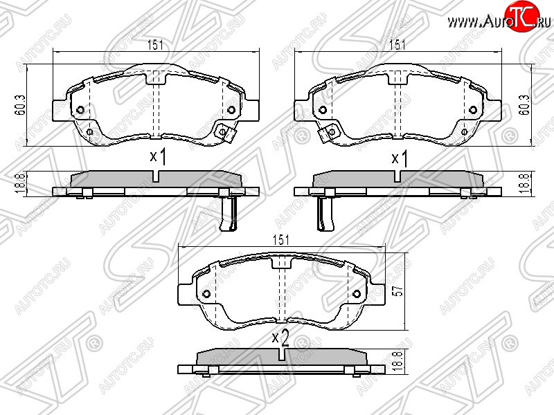 1 499 р. Колодки тормозные передние SAT  Honda CR-V  RE1,RE2,RE3,RE4,RE5,RE7 (2009-2012) рестайлинг  с доставкой в г. Краснодар