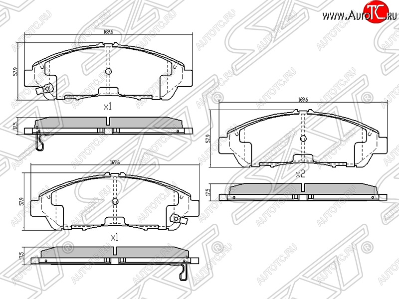 1 699 р. Колодки тормозные SAT (передние) Honda Accord CU седан дорестайлинг (2008-2011)  с доставкой в г. Краснодар