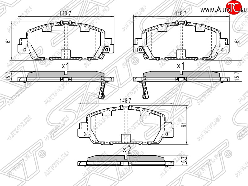 1 699 р. Колодки тормозные SAT (передние)  Honda Accord ( CU,  CW) (2008-2013) седан дорестайлинг, универсал дорестайлинг, седан рестайлинг, универсал рестайлинг  с доставкой в г. Краснодар