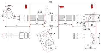 959 р. Тормозной шланг передний SAT (левый)  Honda Airwave  1 GJ - partner  с доставкой в г. Краснодар. Увеличить фотографию 1