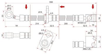 Тормозной шланг передний SAT (правый) Honda Fit Aria GD дорестайлинг седан (2002-2005)