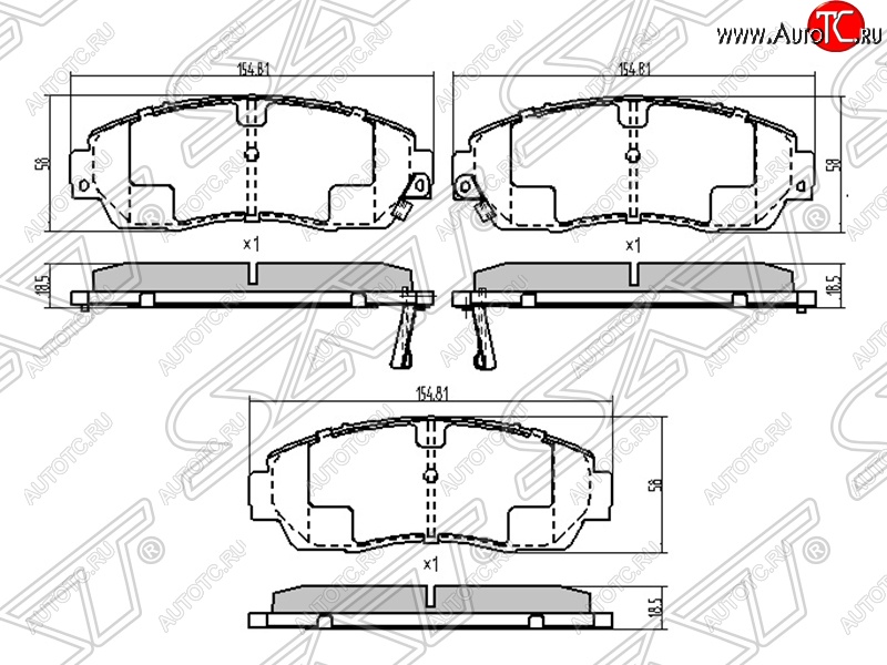 1 589 р. Колодки тормозные передние SAT  Honda CR-V  RE1,RE2,RE3,RE4,RE5,RE7 (2007-2012) дорестайлинг, рестайлинг  с доставкой в г. Краснодар