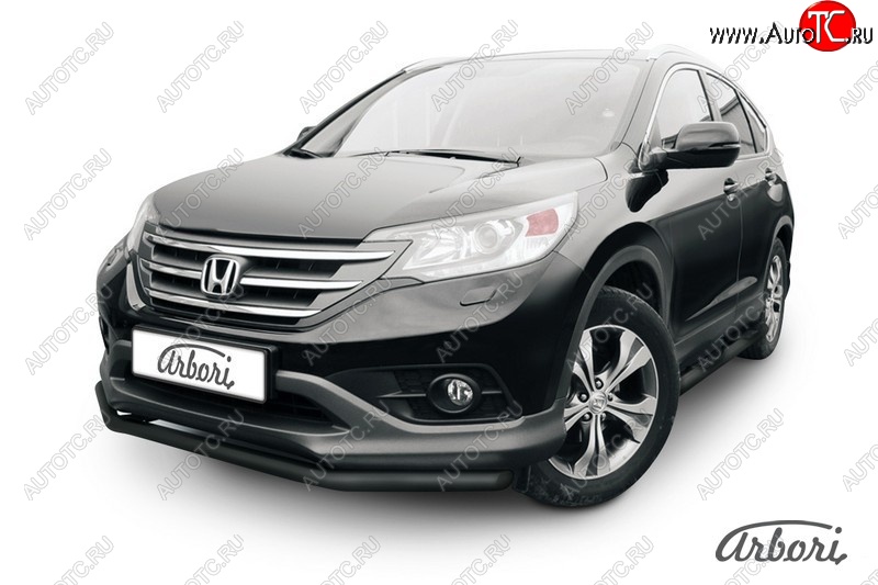 6 209 р. Защита переднего бампера Arbori (черная, 1 труба d57 mm). Honda CR-V RM1,RM3,RM4 дорестайлинг (2012-2015)  с доставкой в г. Краснодар