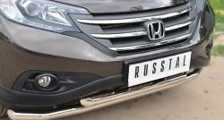 14 749 р. Защита переднего бампера (2 трубыØ63 мм, нержавейка) SLITKOFF  Honda CR-V  RM1,RM3,RM4 (2012-2015) дорестайлинг  с доставкой в г. Краснодар. Увеличить фотографию 2