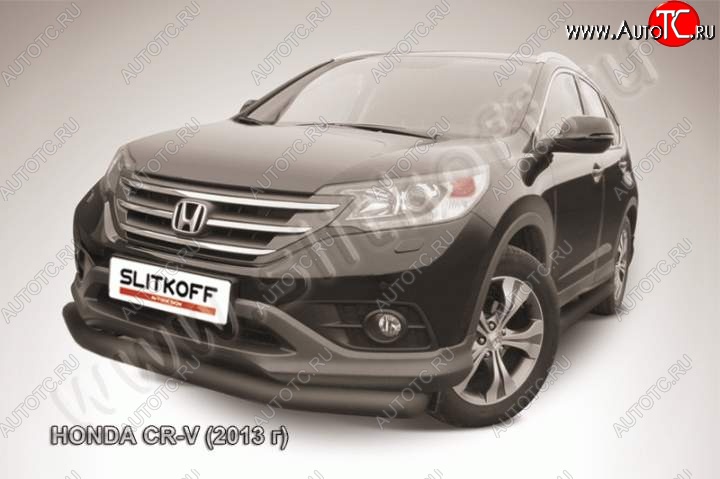 10 499 р. Защита переднего бампера из трубы d76 Slitkoff (дуга) Honda CR-V RM1,RM3,RM4 дорестайлинг (2012-2015) (Цвет: серебристый)  с доставкой в г. Краснодар